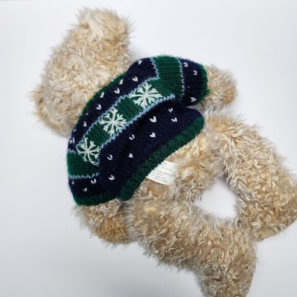 Vintage Yang Jee Winter Holiday Teddy Bear Plush Snowflake Sweater 14” - Picture 4 of 6